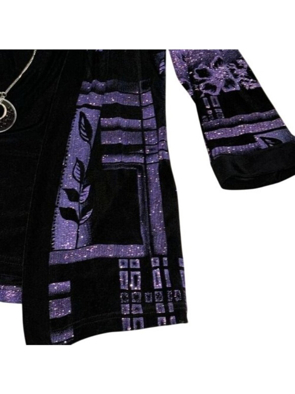 R&M Richards Petite 2-Piece Outfit Black Velvet Tank & Purple Glitter Jacket Siz - Picture 4 of 7